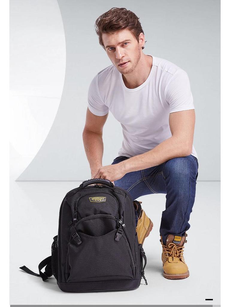 Multifunctional Canvas Tool Backpack for Electricians and Woodworkers