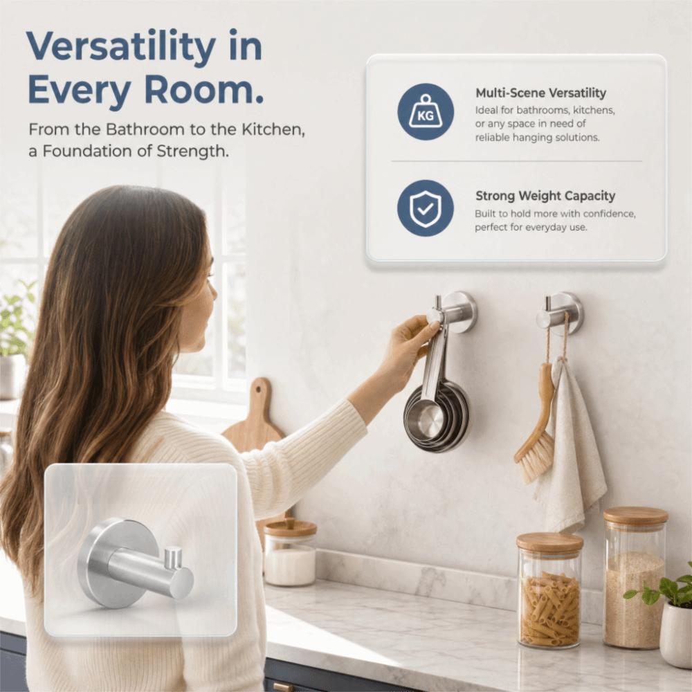 Rust Proof Towel Hanger Hook Silver Coat Hanger Hook Practical Wall Hook Multi-Purpose