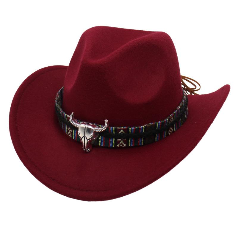 Ethnic Style Handsome Tibetan Hat Children'S Performance Top Hat Cow Head Warped Edge Western Cowboy Hat Sunscreen Sun Hat