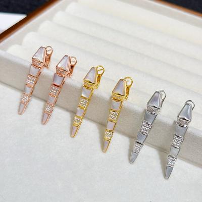 New Hot Brand Vintage Earrings for Women Luxury Jewelry Full Diamond Designer Eardrop Pure 925 Sliver Lady Party Clip Earrings