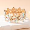 New Design Trend Fashion Elegant Sparkling Crystal Flower Elastic Bracelet Bangle For Women Party Evening Gown Jewelry Accessory