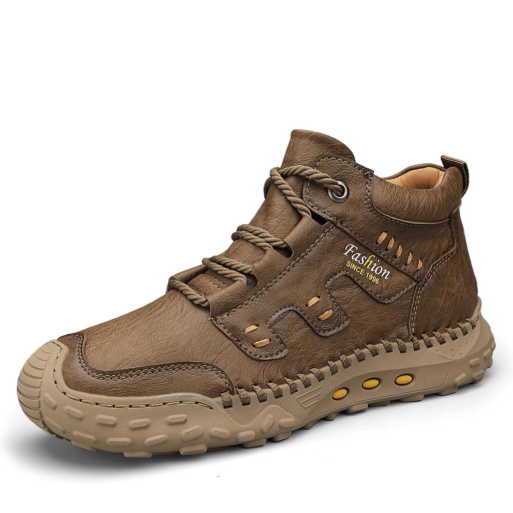 Cotton shoes men's new winter warm soft sole lace up men's workwear boots fashionable and versatile anti slip boots