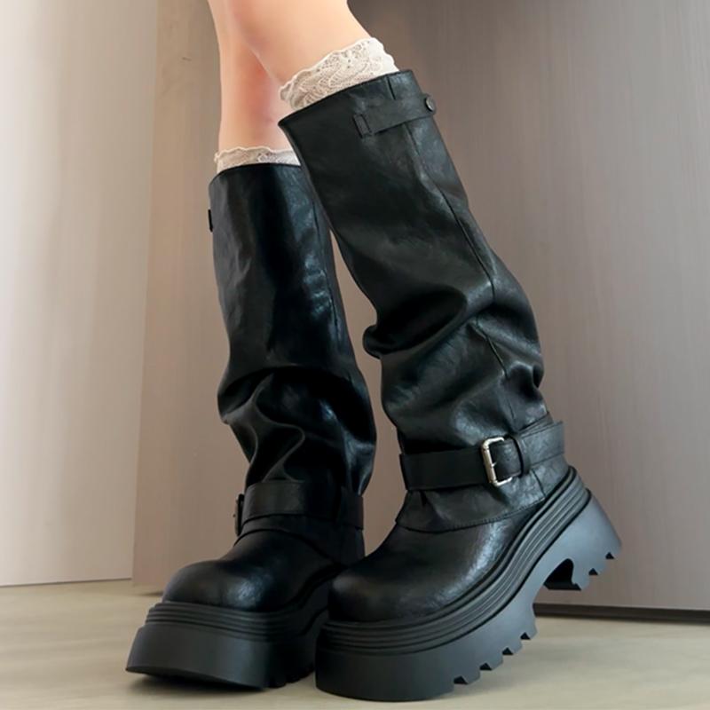 

Women s High Boots Flats Platform Knee High Designer Shoes Fashion Winter Chelsea Boots New Dress Goth Long Mujer De Botas 39