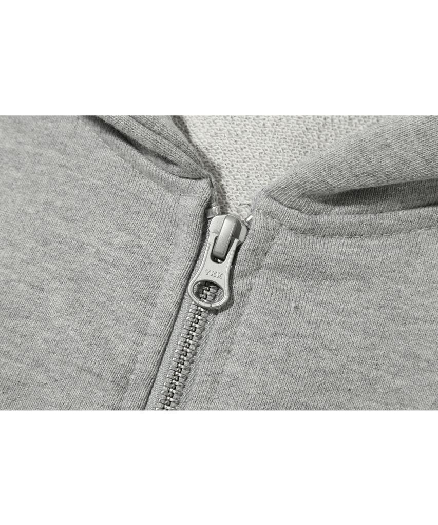 Basemoment Rivet Crop Zip-Up Hoodie (Heavyweight) Melange Grey