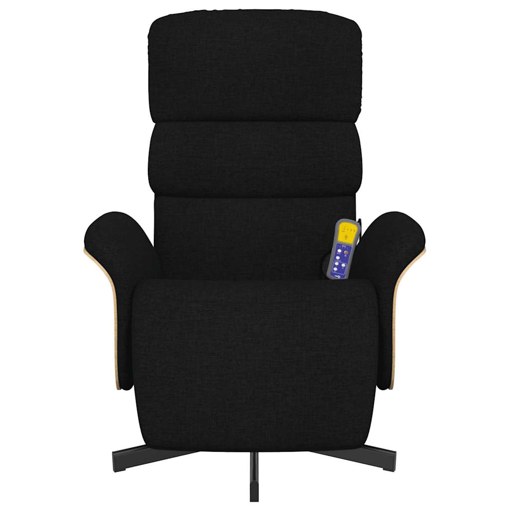 Massage Chair with Footrest Black Fabric