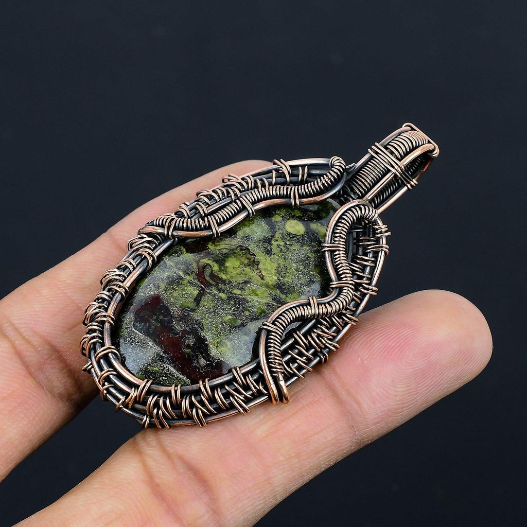 Dragon Blood Jasper 999 Copper Wire Wrapped Pendant, Handmade Gemstone Pendant Jewelry, Gifts For Wife Brand New Pendant