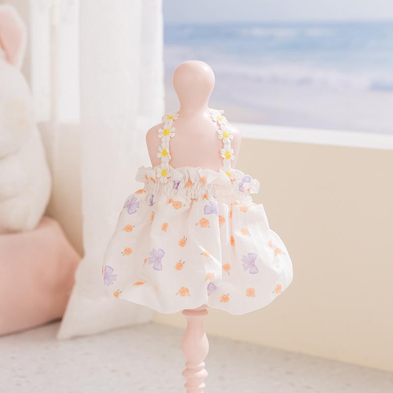 2026 New Korean-style Floral Dog Dress, Cute Bow Camisole Skirt for Small Dogs, Cats, Teddy & Bichon, Lightweight Daily Wear