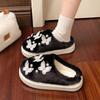 Fashion Cute Butterfly Decor Fluffy Slippers for Women Winter Thickened Warm Plush House Shoes Woman Thick Sole Pearl Indoor Slippers