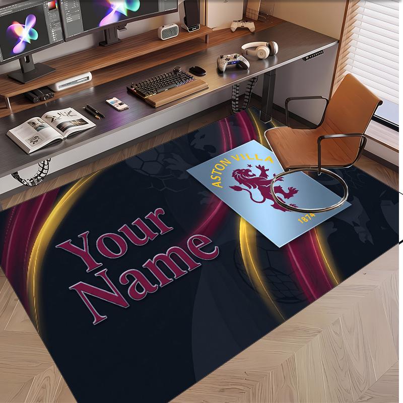 Personalized Crystal Velvet Carpet Aston Villa Pattern Non Slip Floor Rug