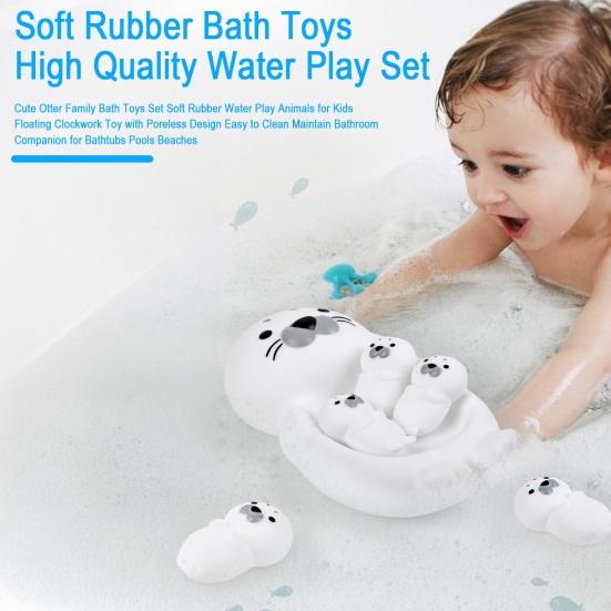 Cute Otter Family Bath Toys Set Soft Water Play Animals for Kids Mother Otter And Baby Otters Toy Fun Otter Swimming Toy