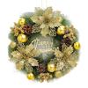 Christmas Wreath for Front Door Artificial Pine Needle Wreath with Balls Bows Flowers Merry Christmas Hanging Decor for Home Wall Window Porch Indoor