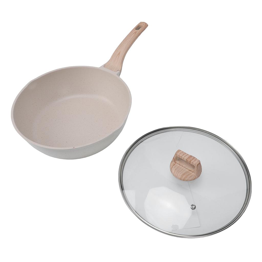 Antihaftbeschichtete Fritteuse Aluminiumlegierung Steinbeschichtung Sautierpfanne Pfanne mit Deckel für Küche Induktionsherd Gasherd