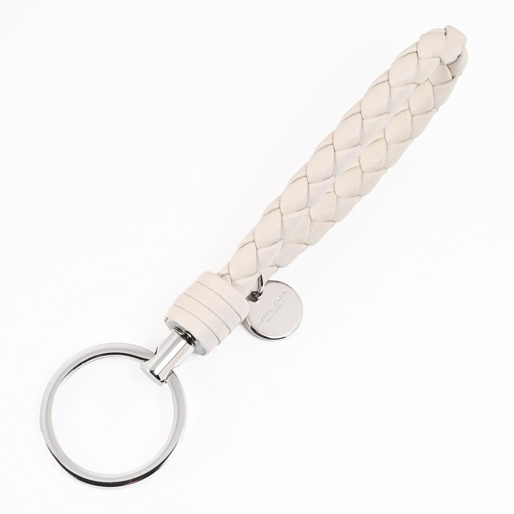 Bottega Veneta Intrecciato Leather Key Ring for Men and 113539 V3UN1 Made In Italy Women, Black, 9653, [Used]