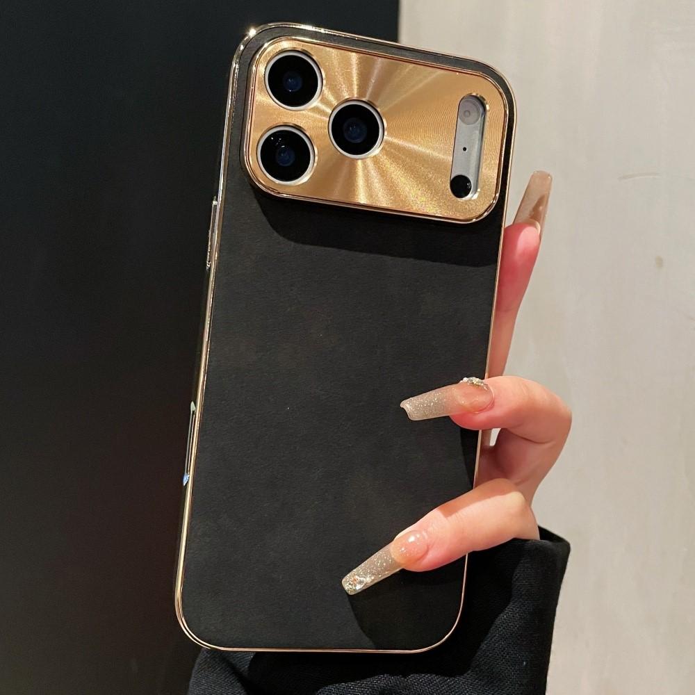 Lambskin Leather Case for iPhone 17 Air 16 15 14 13 12 Pro Max Plus 11 Vintage Plating Laser Bright Window Phone Cover
