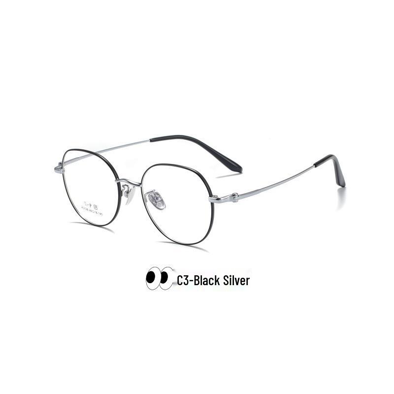

Keming Retro Ultralight Titanium Round Eyeglass Frames for Women (Model 3128) срібний/чорний