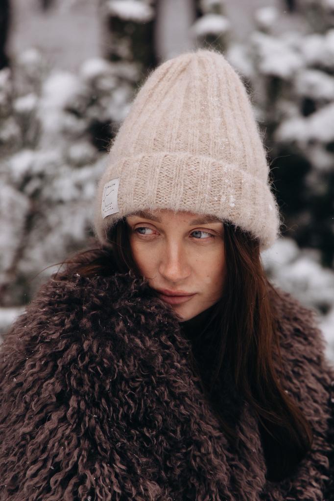 Snow Kiss Beige Alpaca Wool Hat