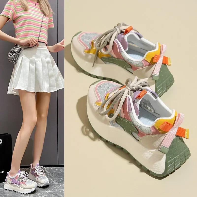 Fashion Sneakers Women's Platform Sports Shoes Leisure Lace Up Vulcanize Shoes for Women Outdoor Casual Running Walking Shoes
