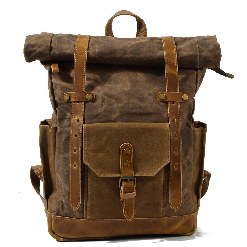 Retro Waxed Canvas Travel Laptop Backpack