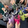 32/40oz Stainless Steel Straw Insulated Water Bottle Thermal Coffee Car Cup Cold Hot Mugs Large Vacuum Flask for Outdoor Travel