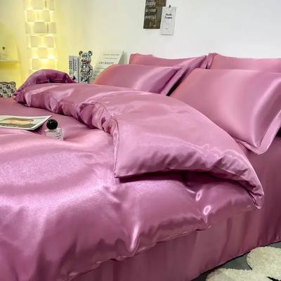 Reines Satin Seidenweiches Bettwäscheset Luxus Queen King Size Bettset Steppdecke Bettbezug Bettwäsche und Kissenbezug für Einzel- Doppelbettwäsche