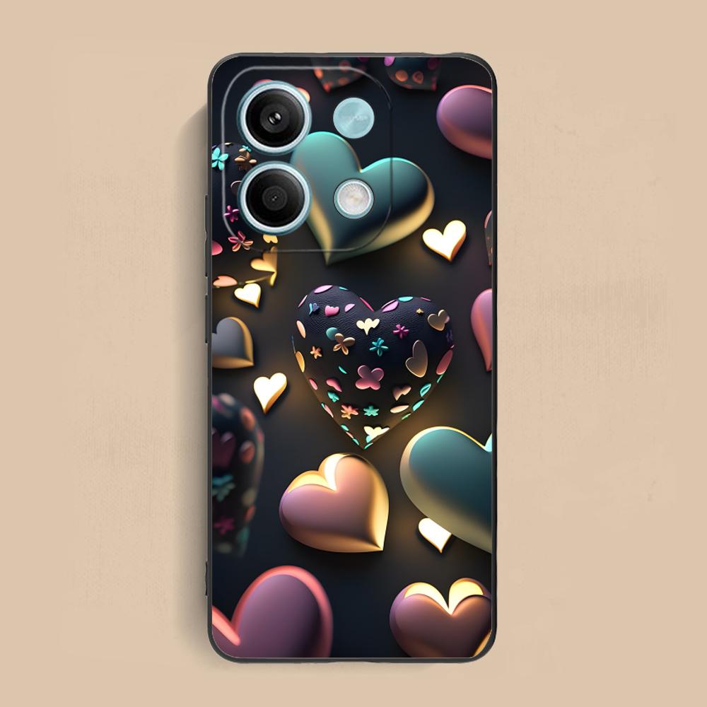 Y2K Glowing Hearts Mobile Phone Case for Xiaomi Redmi 15 14 13 12 A5 3 2 1 C Plus 4G 5G Colorful Printing Cover Cover Luxury