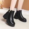 Thick-soled Short Boots Women's New Mother Warm Shoes Autumn and Winter Piled Thickened Leather Shoes Muffin Bottom Cold-proof Martin Boots