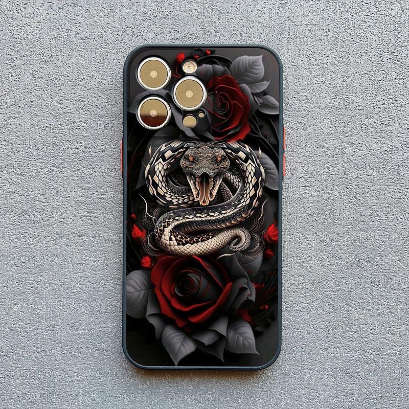 Snake Flower Snake Painting Phone Case for iPhone 11 12 13 Mini Pro Max 16 15 14 Pro Max XS X XR 15 8 7 Plus SE Shockproof Cover