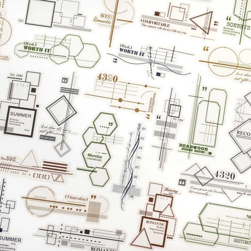 Ketchup Girl Geometric Lines PET Sticker: DIY Journal & Collage Decoration Series