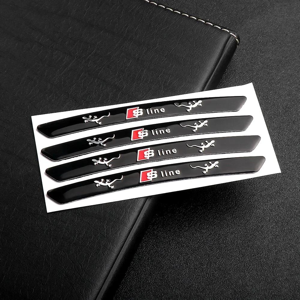 4pcs Aluminum Car Wheels Rims Badges Stickers Decals For  kcpn5 Sline A3 A4 A4L A5 B3 B4 B5 B6 B7 B8 RS3 Quattro C5 C6 C7 A1 Q7 Q6