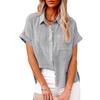 TIFICY Damenmode, lässig, Sommer, Frühling, einfarbig, kurzärmelig, Polo-Ausschnitt, Blusen und Hemden