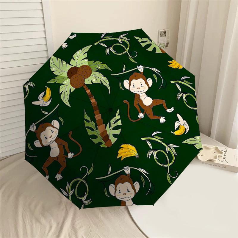 

1PC Monkey Jungle Umbrella-8-Rib Reinforced, Automatic Open, Lightweight & Durable, Fashion Accessory for Outdoor-L0348