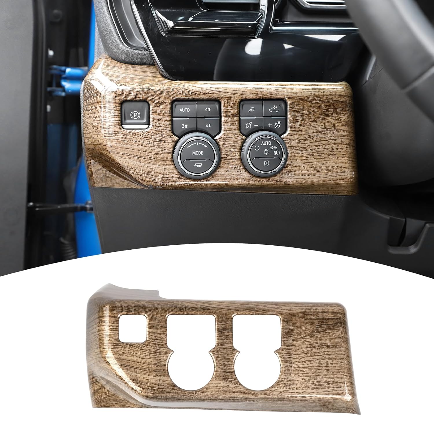 for Silverado Headlight Switch Panel Trim Cover Fit for Chevy Silverado 2022 2023 2024 up Black Wood Grain Interior Accessories коричневый