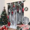2Pcs Polyester Merry Christmas Snowflakes Printing Window Curtains Birthday Party Decoration Backdrop Drapes for Living Room