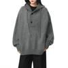 Vintage High-End Black Knitted Hooded Sweater: 2024 Autumn/Winter Unisex Thick, Loose, and Comfortable.