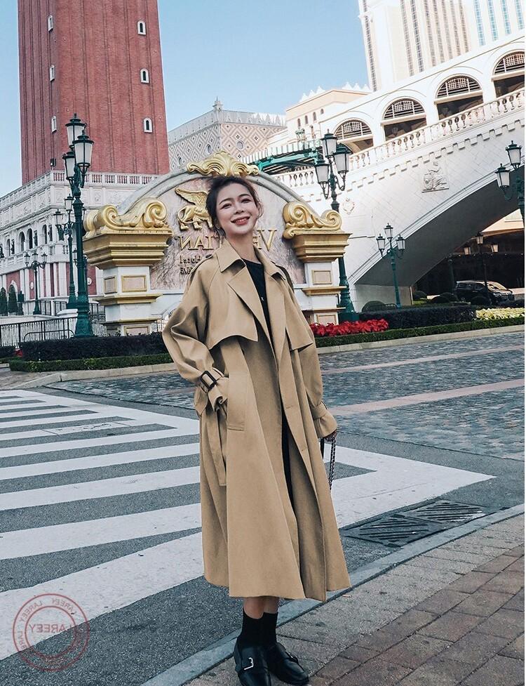 Women's Mid-Length Trench Coat: 2023 Korean High-End Casual Loose British Style Autumn Outerwear