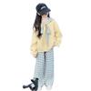 Autumn 2026 Girls' Hoodie & Plaid Pants Set - Cute & Fashionable Korean Style Two-Piece Outfit