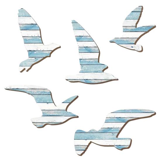

5 Pcs Wood Seagull Beach Wall Art Nautical Coastal Themed Seagull Wall Decor Vintage Sea Birds Ocean Ornaments for Lake House Bedroom Living Room Sets