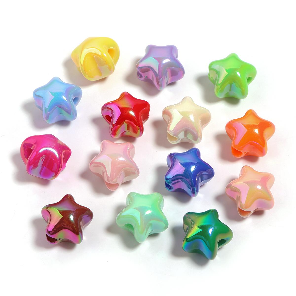 

10pcs/lot Cute Fat Star Acrylic Beads Loose Beads For Jewelry Making DIY Phone Chain Keychain Bracelet Kids Hair Pin Accessories