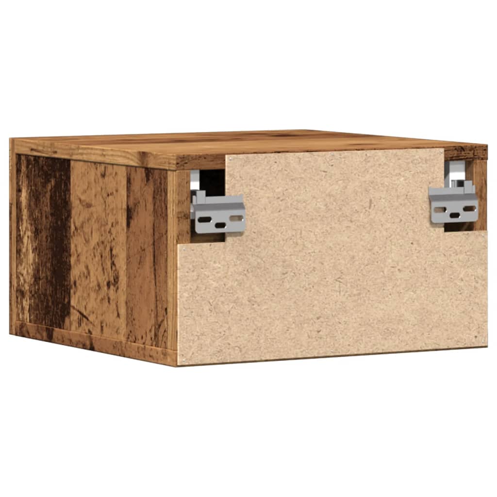 Wall Mounted Nightstand Vintage Wood Look 35 X 35 X 20 Cm