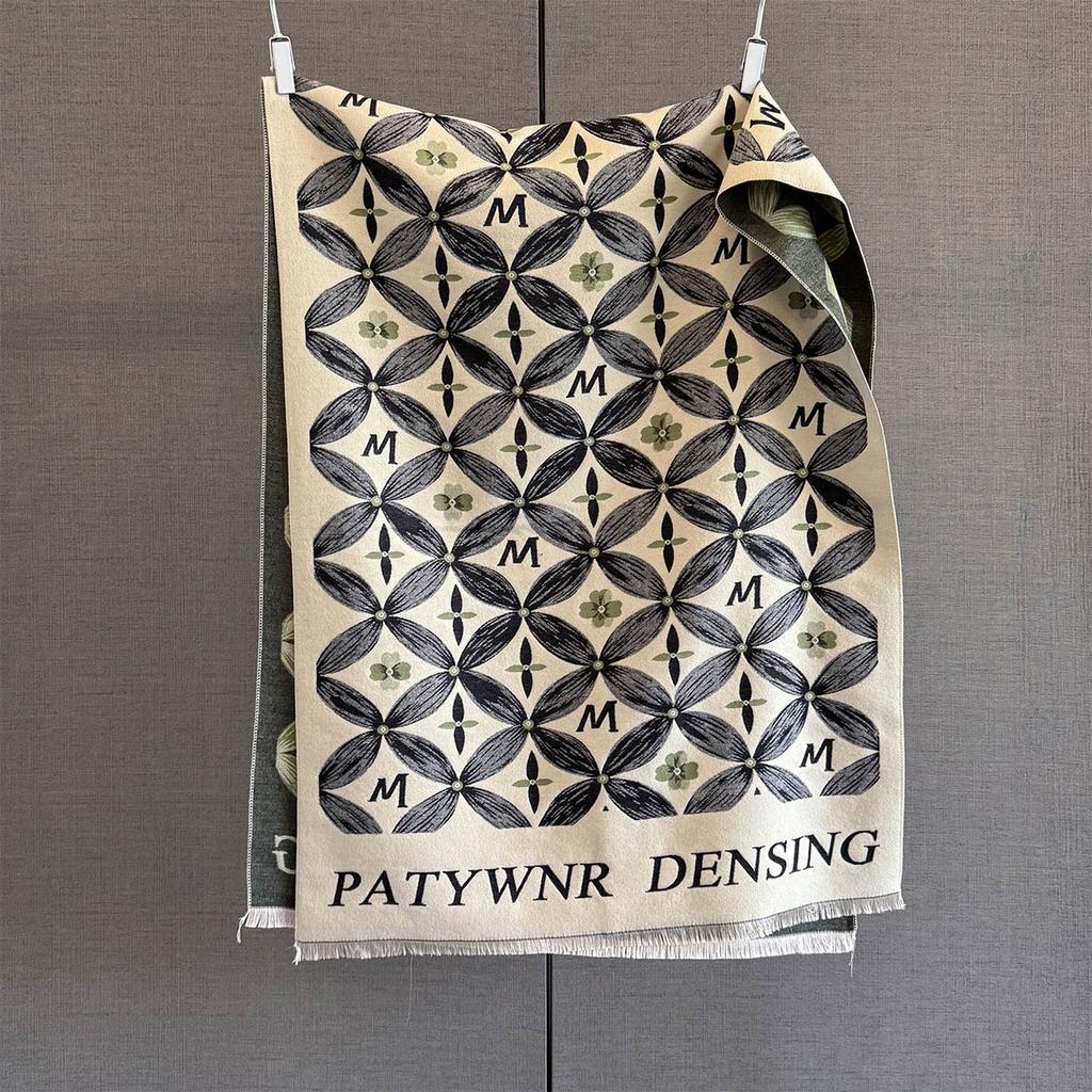 Autumn Letter Printing Imitation Cashmere Scarf Women'S Multi-Functional Versatile Thickened Warm Scarf Air-Conditioned Room Shawl