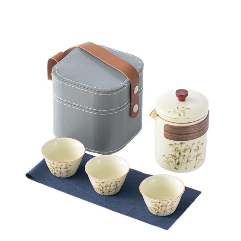 Ru Kiln Tea Set Travel Kung Fu Tea Set Portable Tea Set Complete Business Business Souvenir Gift Printing