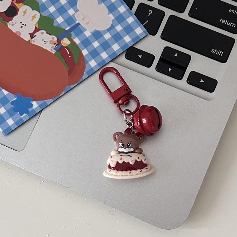 Cartoon Cute Little Bear Cake Keychain Delicate Fashion Headphone Case Pendant Sweet Backpack Decoration Accessories Gifts
