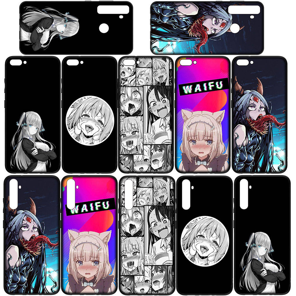 Hülle für Samsung Galaxy S25 S24 S23 iPhone 16 15 Xiaomi Redmi Note 14 13 12 16E 11 Pro OPPO Moto Huawei Ahegao Hentai Manga Harajuku Anime Girl Cover