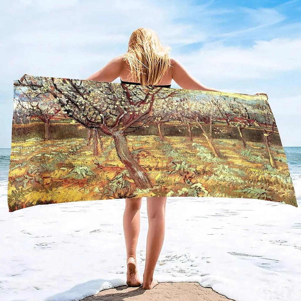 Van Gogh Starry Night Beach Towel, Classic Art Print, Quick Dry Soft Towel For Beach & Pool  Absorbent Oversized Bath Towel