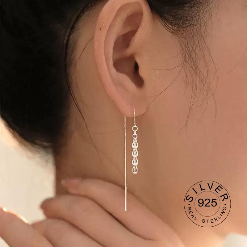 925 Silver Vintage Earrings For Women Trendy Simple Star Long Tassel Earring Jewelry Prevent Allergy Party Accessories