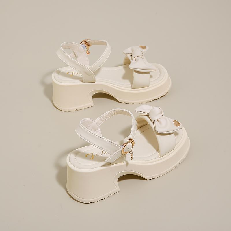 Fashion Fairy Style Thick Soled Sandals for Women Wearing Summer 2024 New Thick Heels with Fashionable Beach Shoes High Heels