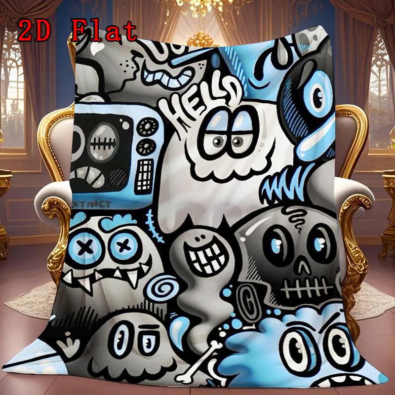 Dark Monster Cartoon Carnival 2D Flat Pattern Flannel Blanket High quality All Seasons Warmth and Comfort Perfect for Christmas Gifts.NMT0928047
