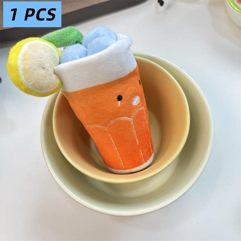 

1/2Pcs Cute Creative Orange Blueberry Cold Drink Plush Doll Stuffed Toy Keychain Backpack Pendant Bag Hang Ornament Ragdoll Gift 1 PCS