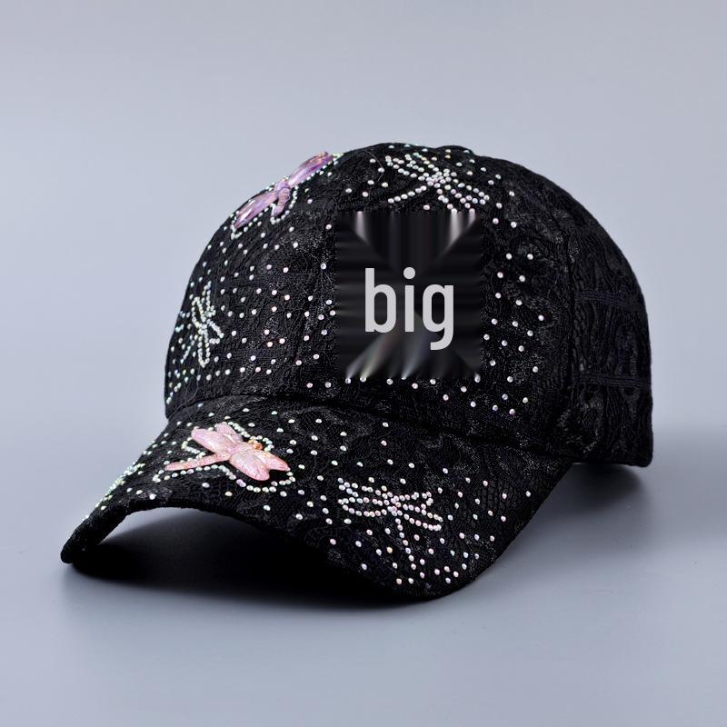 Lace Butterfly Dragonfly Rhinestone Baseball Cap - Spring/Summer Breathable Sun Protection, Curved Brim