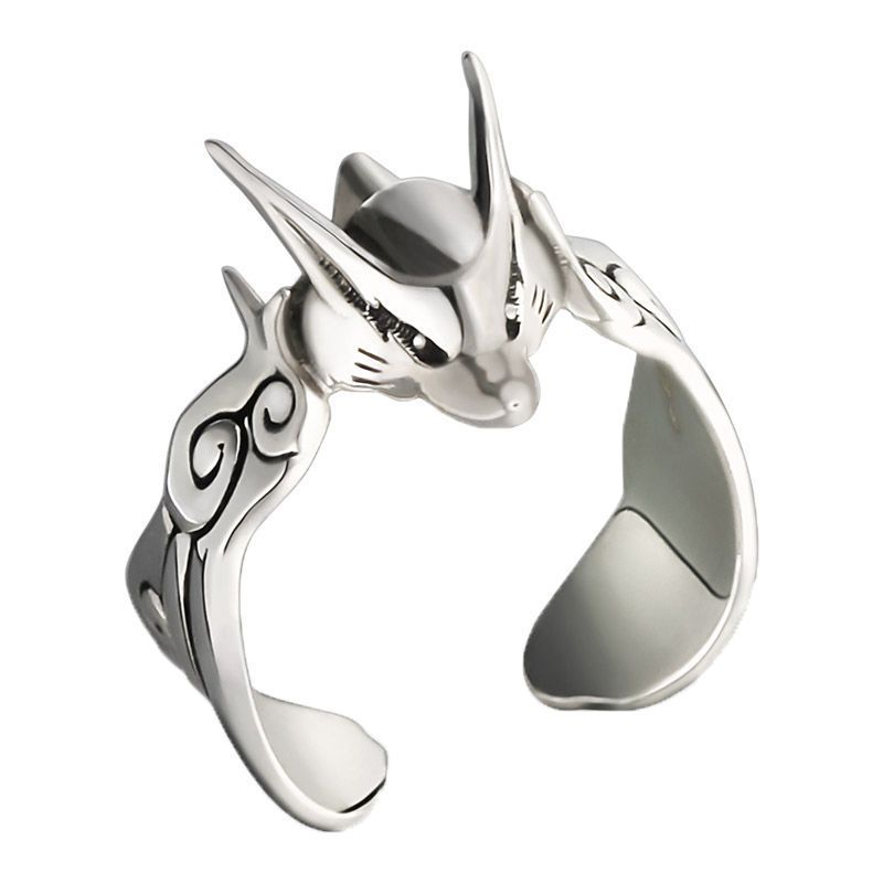 Naruto anime peripheral vortex Naruto spirit beast nine tailed impression open ring silver plated accessory